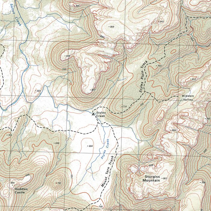 close-up of map detail around Styles Creek